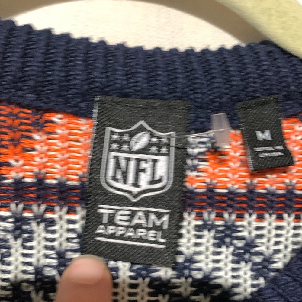 NFL Denver Broncos Football Navy and Orange Fair Isle Christmas Holiday Sweater - Picture 4 of 6